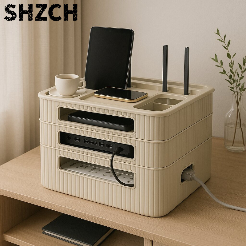 Home Office In Living Room - WiFi Router Storage Box TV Set-Top