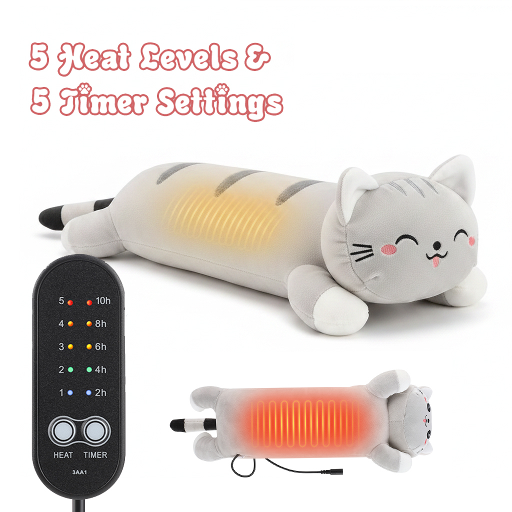 Heated Cat Plush Pillow, USB R - огляд і ціна Home Office Cozy