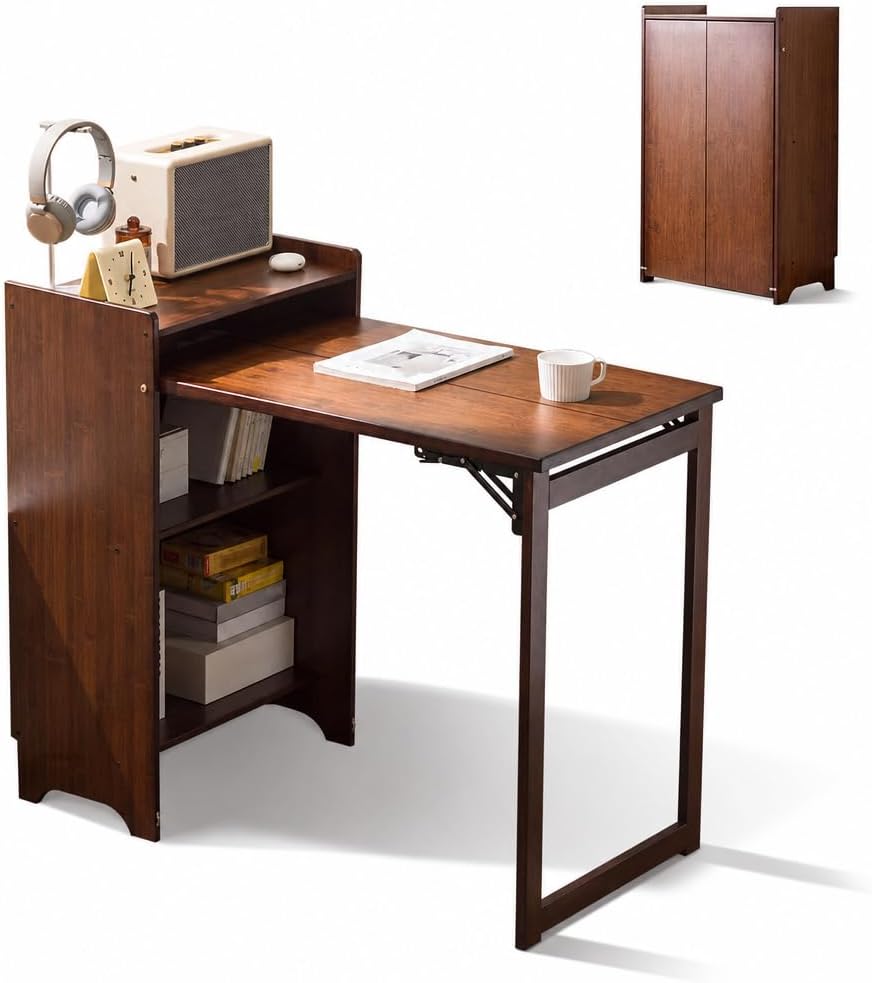Bamboo Folding Desk With Stora - огляд і ціна Home Office Hideaway Desk