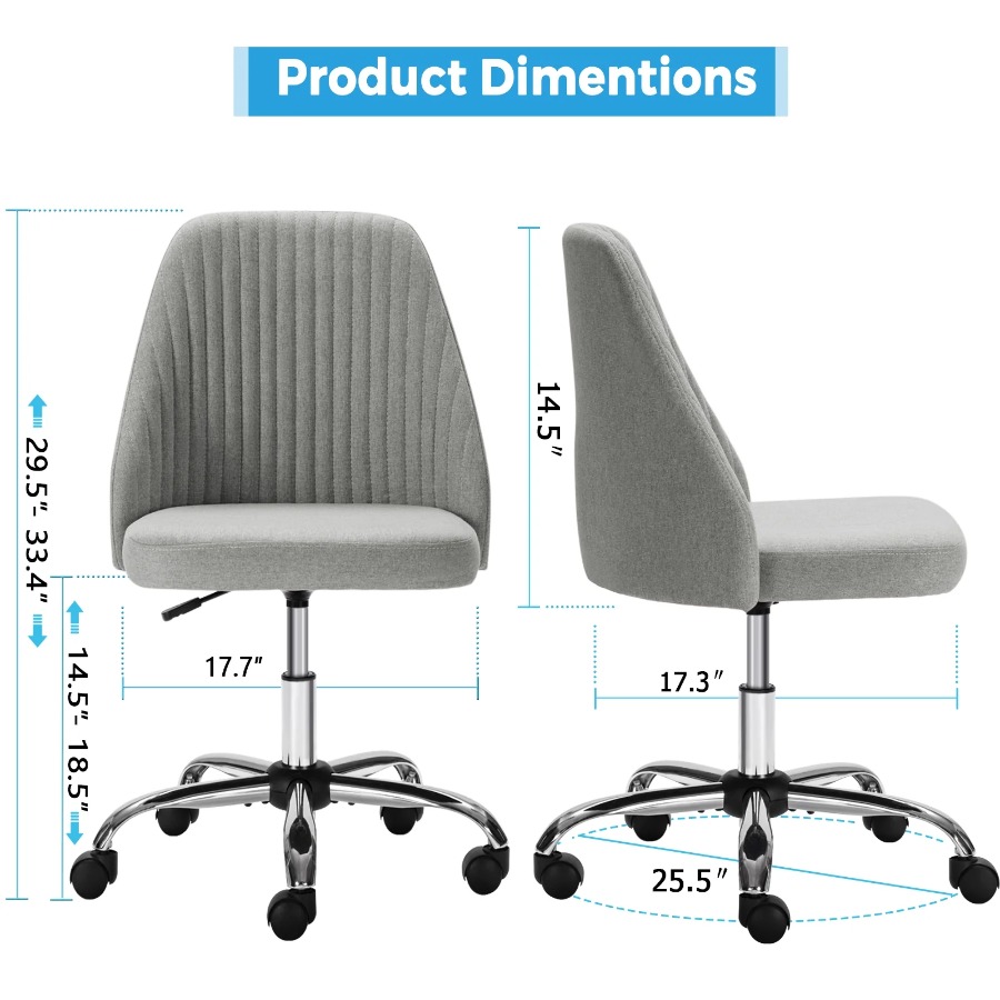 Armless Desk Chair with Wheels - огляд і ціна Home Office Cozy