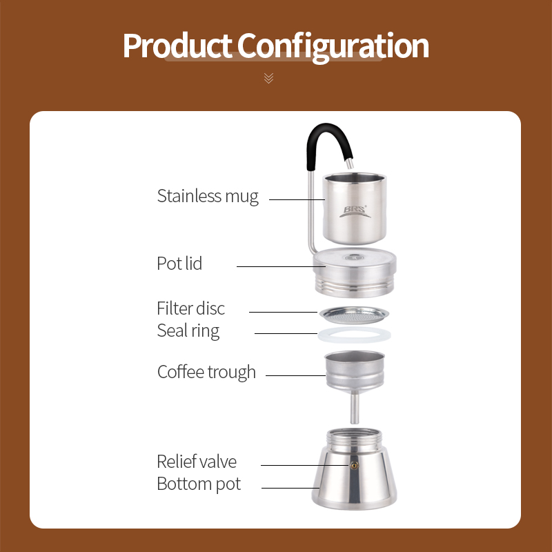 BRS Camping Stovetop Coffee Di - огляд і ціна Home Office Moka