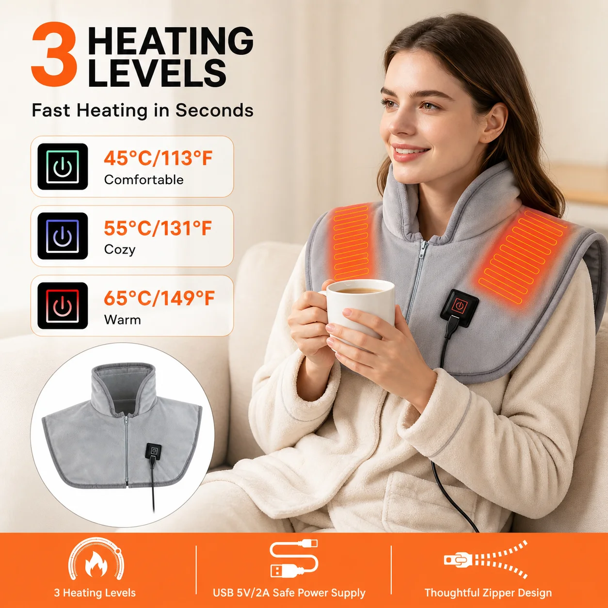 USB Heated Shawl with 3 Heat S - огляд і ціна Home Office Hours
